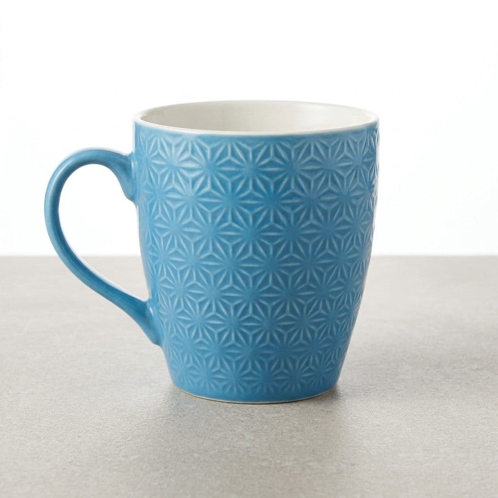 Ceramic Coffee Mug Textured Pattern Blue