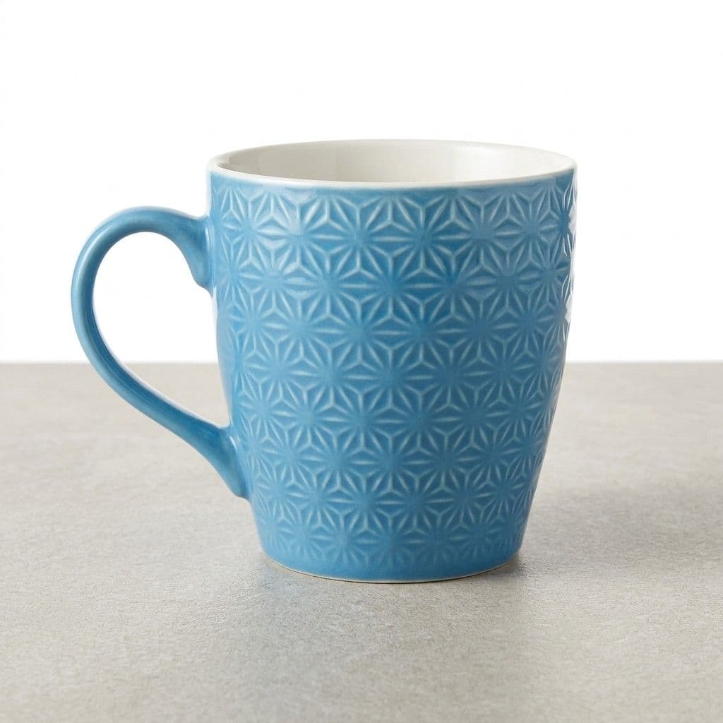 Ceramic Coffee Mug Textured Pattern Blue