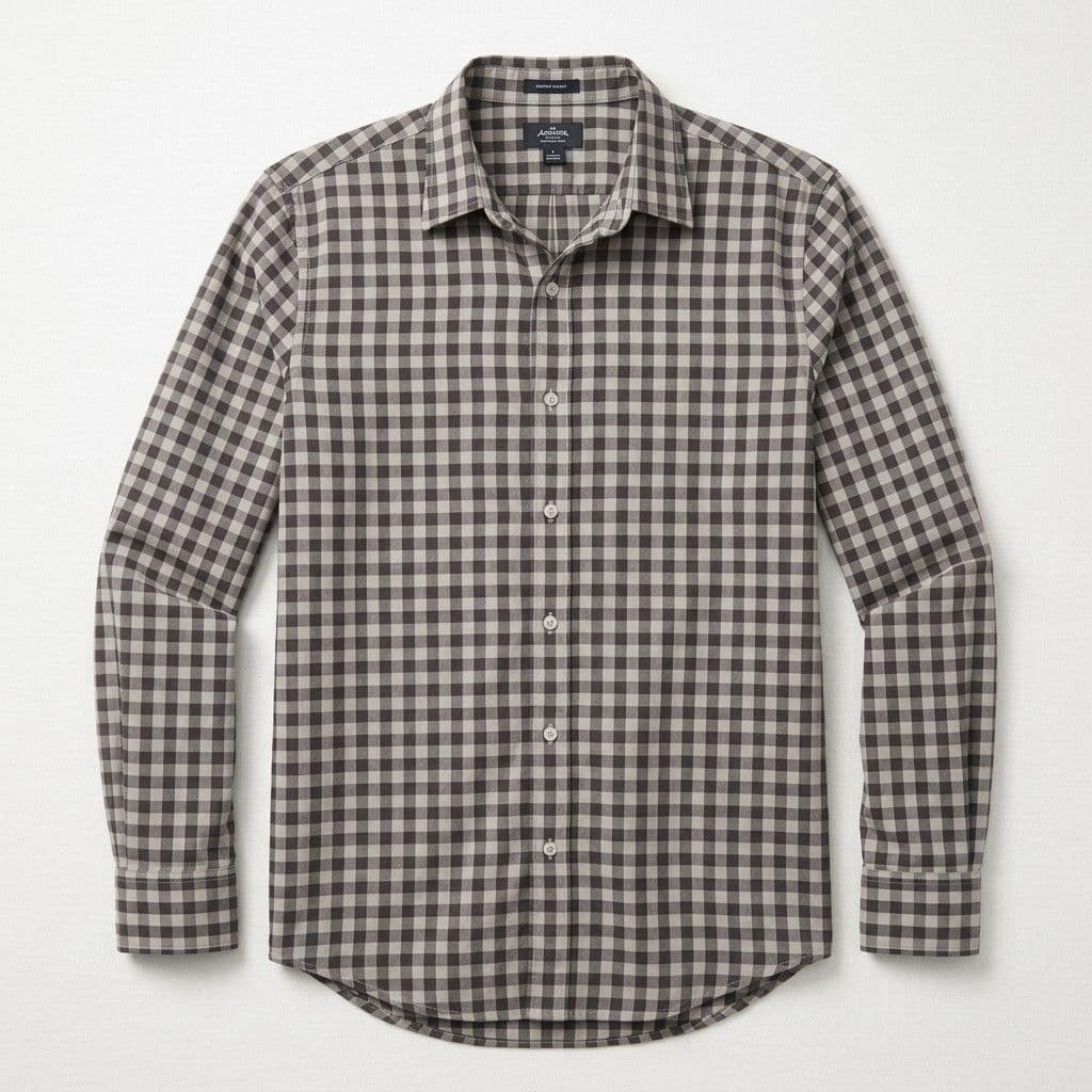 Button-Down Shirt Long Sleeve Checked Pattern