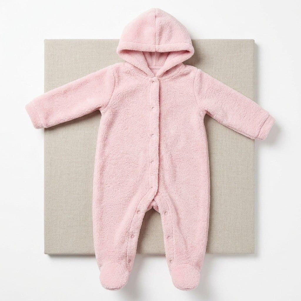 Baby Hooded Onesie Fleece Pink