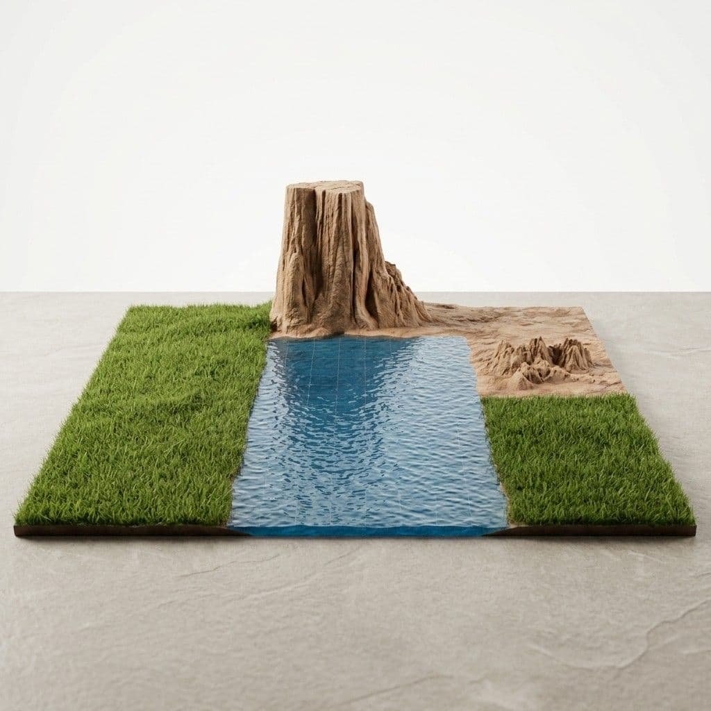 3D Landscape Environment Model River and Cliffs