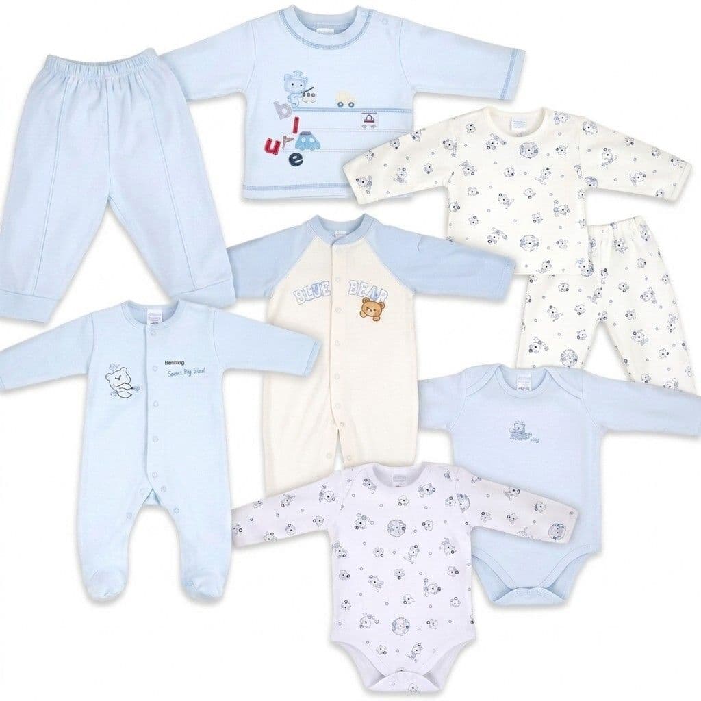 Baby Clothing Set Mixed Styles Cotton Blue and White